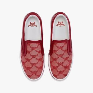 MCM Red Neo Terrain SlipOn Sneakers In Lauretos Jacquard Patterned US-6 New. Neo